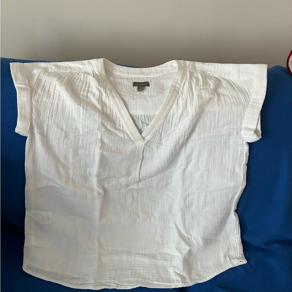 Style & Co. White 100% cotton Textured Top